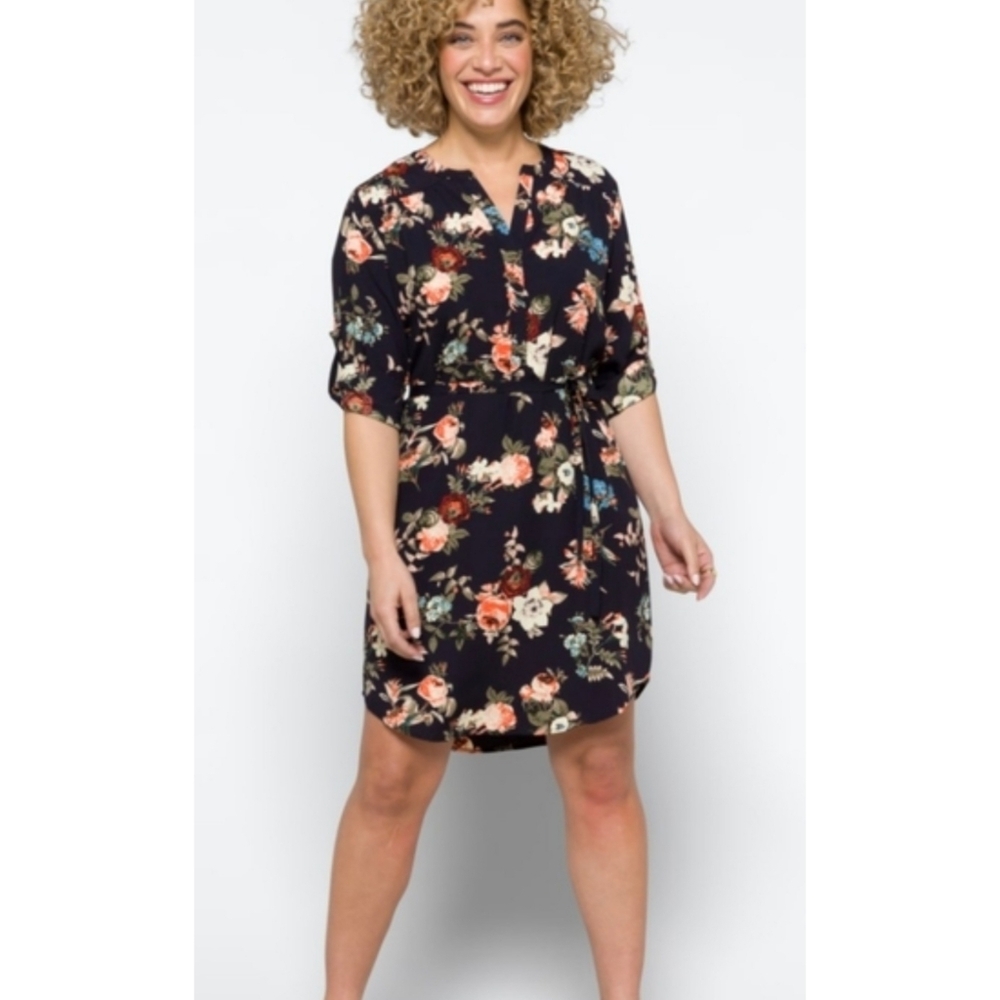 41 Hawthorne Jimena Floral Shirtdress Navy Size LP